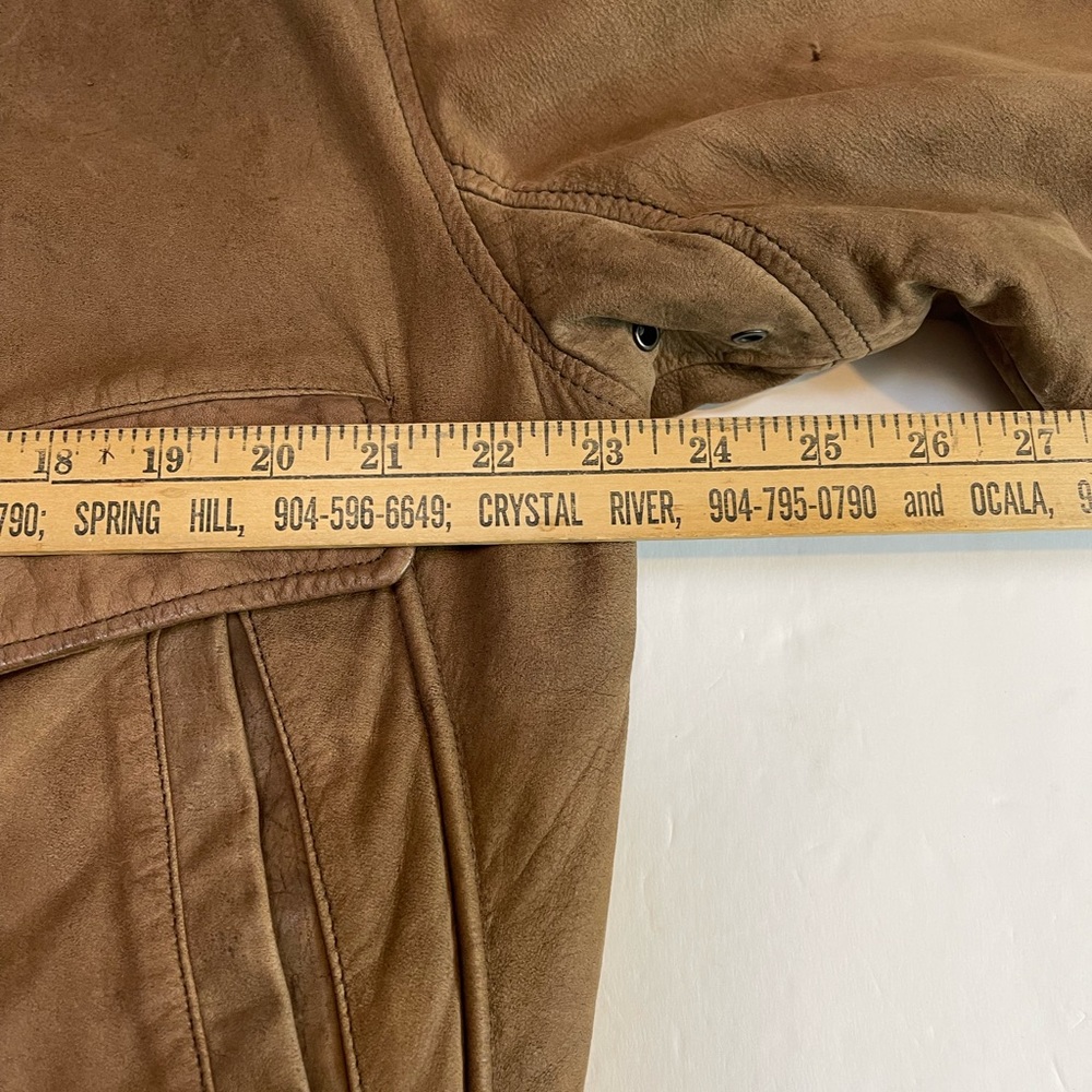 Hill & Archer Men's Brown Leather Bomber Style Jacket Coat Size 44 - Picture 12 of 13